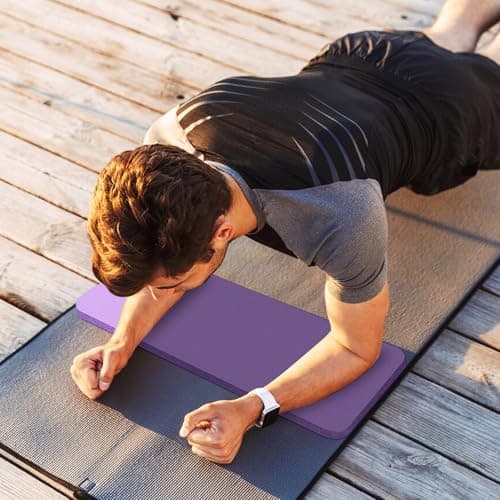 Yoga Knee Pad Cushion 0.8inch (20mm) Thick Yoga Mat with Carrier Strap Mats for Pain Free Knees, Elbows and Back, Workout Mats for Home Gym, Pilates, Planks, Ab Rollers (Purple, 24"x10"x0.8") — view 6