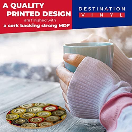 2 x Round Coasters - Retro Batteries Power Bank - Cork Backed Home Kitchen Accessory Tea Coffee Mug Mat #3084 — view 3