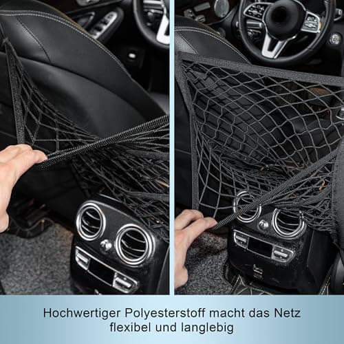 VEHIRIE 40x35cm 3 Layer Elastic Universal Seat Organizer Mesh Pocket — view 4