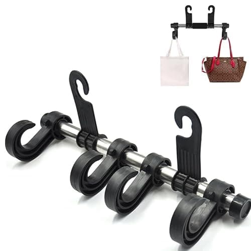 Glyntheum Car Seat Headrest Hooks, Heavy-Duty PP & Stainless Steel Car Back Seat Organizer Hanger, 30cm Universal Hooks, Up to 6kg Load Capacity
