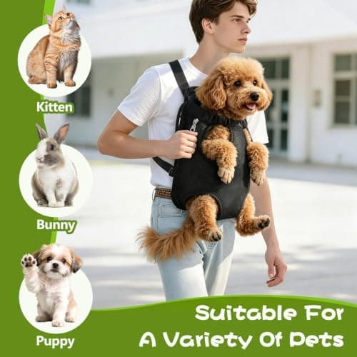 Black Portable Pet Carrier Backpack, Legs and Tail Out, Adjustable Front and Back Carrier for Teacup Dogs and Cats Under 6 Lbs, Hands Free for Hiking, Camping, Travel, Cycling (Black, XL) — view 6