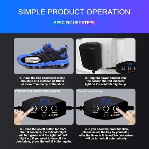 MWNI Ultraviolet Shoe Deodorizer,UV Light Sneaker Cleaner,Smart Timing UV Footwear Odor Elimination,360°Ultraviolet Bulb Design, Applicable to All Shoes and Boots 6W （Silver） — view 6