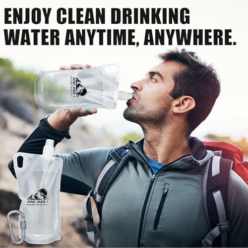 1L Hiking Collapsible Water Bottles, 4-Pack 33OZ BPA-Free Foldable Backpacking Water Bottle for Travel Camping Hiking — view 3