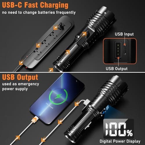 Shadowhawk Torches LED Super Bright Rechargeable, 500000 LM Tactical Torch — view 5