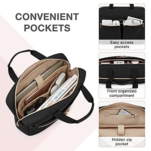bagsmart Laptop Bag for Women, 15.6" Briefcase Teacher for Work School — view 4