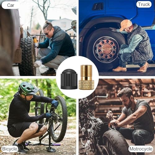 WOLMIK Bicycle Valve Adapter - 6 Pack Brass Presta Valve Adaptor, Convert Presta to Schrader for Bikes and Cars, Inflate Tire Using Standard Pump or Air Compressor — view 5