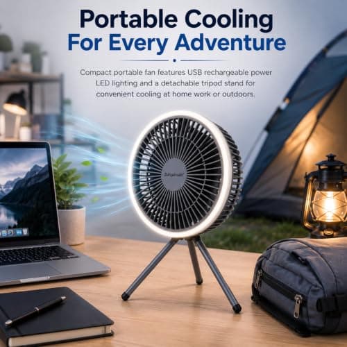 A2Z 7 Inch USB AC DC Powered Desk Fan With LED Light Portable Cooling Fan — view 2
