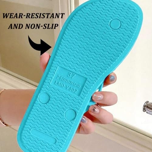 JiaYouLC Unisex Flip Flops Rubber Flatform Beach flipflops Slip-Resistant Flat Flip-Flop for Shower Swimming Pools (Blue-A, Adult, Men, 8, Numeric Range, UK Footwear Size System, 9, Medium) — view 2