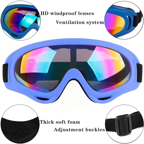 Ski Goggles Snowboard Goggles for Men Women Kids Cycling Motorcycle Snowmobile UV Protection Goggles Winter Snow Sports Glasses for Youth Adult Teens Boys & Girls (Blue) — view 3