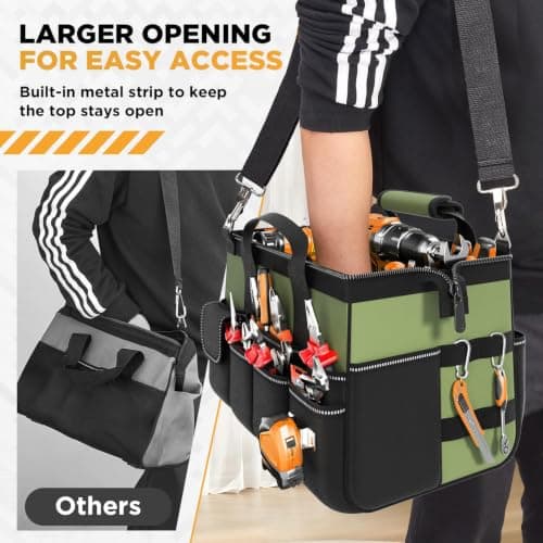 WELDUN Tool Bag 15.5 Inch, 17-Pocket Portable Tool Box Organizer Storage — view 2