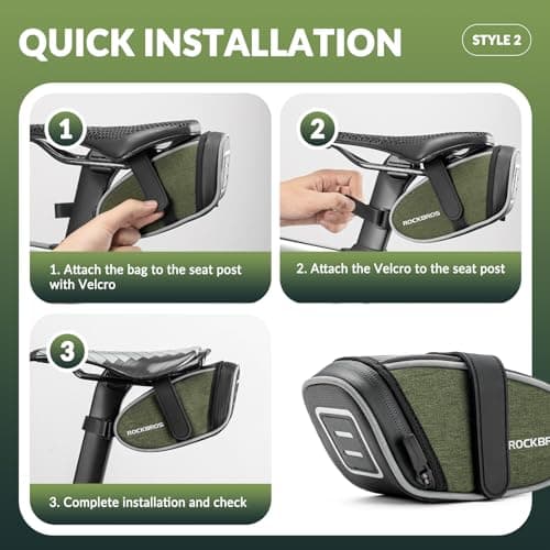 ROCKBROS Bicycle Saddle Bag, Bike Underseat Bag, Green — view 6