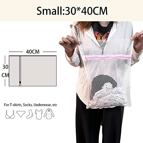 Mesh Laundry Bags with Zips for Washing Machine, 2 Pcs Random Color Durable Net Washing Bags Travel Laundry Bag (30x40cm) — view 3
