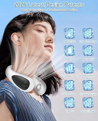 Neck Air Conditioner, Portable Neck Fan with Cooling Plate Rechargeable — view 2