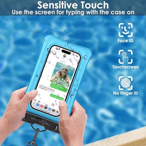 TECHGEAR Waterproof Phone Pouch, IPX8 Floating Case for Swimming, Waterproof Phone Bag with Lanyard Compatible for iPhone 17 16e 16 15 14 13, Samsung Galaxy S25 S24 S23 S22+ S21 Ultra A17 A16 A36 A56 — view 3