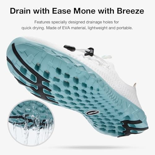 KOLILI Women's Stylish Water Shoes, Tennis Walking Shoes with Arch Support, Best for Water Sports, Travel & Walk, White/Sky Blue, 5.5 UK — view 5