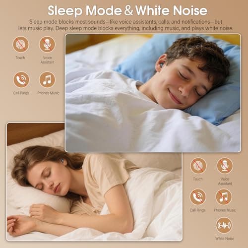 Wireless Earbuds Bluetooth 5.4 in Ear Light-Weight Headphones with Sleep Mode and White Noise, 48H Mini Sleep Earbuds Small Design for Side Sleepers, Clear Calls, Sleep Earphones for Relaxing/Focus — view 5