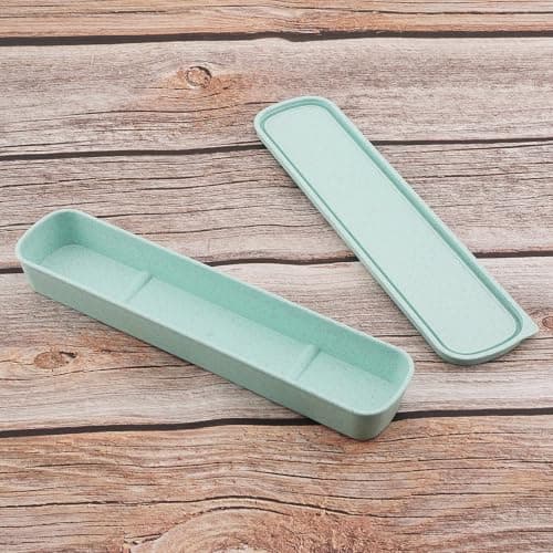 OriGlam 1pcs Portable Flatware Box Travel Tableware Storage Case Box, Utensil Case Flatware Storage for Cutlery Kit, 24 x 6 cm (Green) — view 3