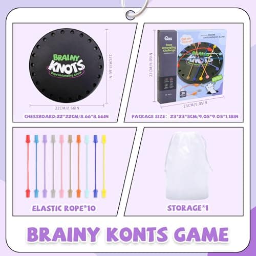 Starnearby Brainy Knots Game, Twisted Rope Challenge Puzzle Game, 2 to 4 Players Logic Strategy Untangling Board Game for Kids & Adults, Family Travel Party Games — view 6