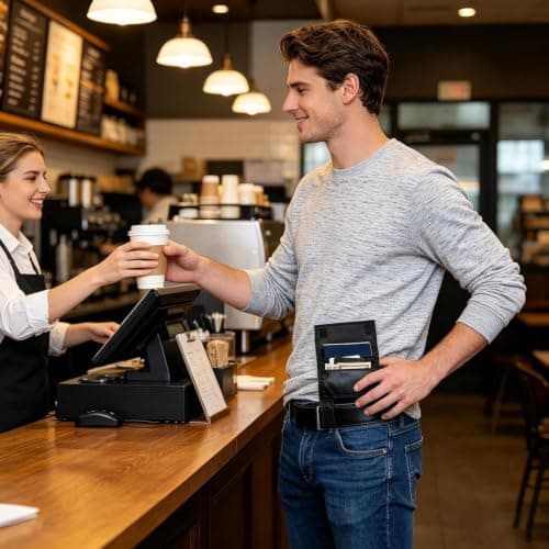 Belt Wallet Slim Quick Access Bag Waist Pack Money Wallet for Belt for ID Passport Phone Key Credit Card Travel Outdoor Running Hiking Fishing (Black) — view 2