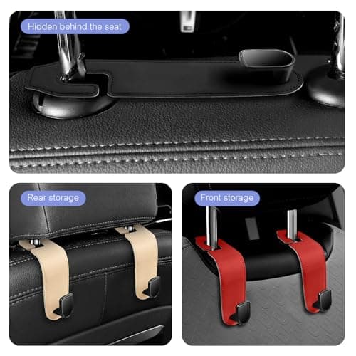 Upgrade 2 Pack Car Seat Headrest Hook,Car Seat Storage Hanger, Stylish Seat Organizer Hooks for Purses, Bags, Coats, Umbrellas (red) — view 4