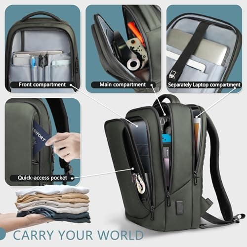HEROIC KNIGHT Laptop Backpack for Men, 15.6 Inch Business Rucksack-Green — view 3