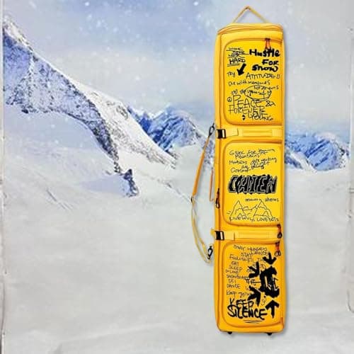 blloocod Rolling Ski Bag with Wheels - Protective Snowboard & Gear Travel Bag for Boots, Helmet, Clothes- Yellow — view 6