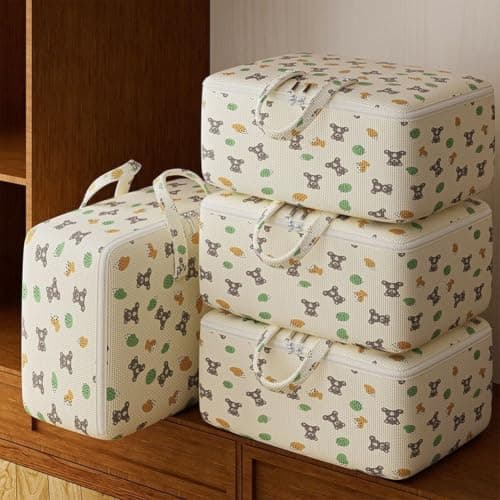 ZiStarlilife Big Capacity Storage Sack Moisture for proof for Winter Blankets Linens - Heavy Duty Zippered Travel Luggage Organiser White 20x10x10cm(Large Size) — view 4