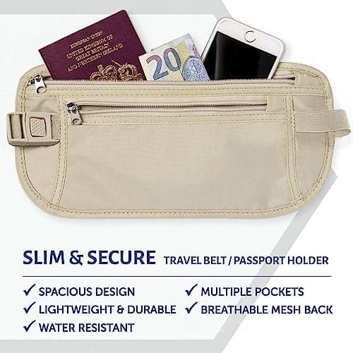 YuanYouTong Secure Travel Money Belt, Anti-Theft Passport Holder Wallet, Hidden Under Clothes Belt Wallet, Security Travel Pouch, Waterproof Waist Bumbag for Money, Cards and Keys — view 2