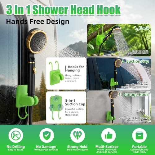 Capsste Portable Shower for Camping, 6000mAh Rechargeable Camping Shower Pump with LED Display, 20L Foldable Bucket, Rinse Kit, IPX7 Waterproof, for Hiking, Travel, Car, Pet — view 4