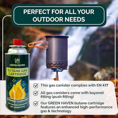 Green Haven Camping Gas | Butane Gas Canisters for Camping 8 Pack - EN417 — view 5