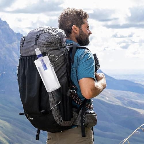 Filtered Water Bottle - 1000ml Water Bag with Filter | Water Bottle for Travel | Reusable Travel Container for Sports Hiking Camping Backpack Outdoor Survival Pure Drinking Filtration — view 3
