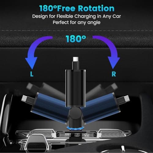 Canareen 4-in-1 Retractable Car Charger 78W Fast for iOS Android (Blue) — view 3