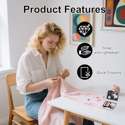 Siliget Mini Sewing Kit, Portable Sewing Supplies for Travel and Home Emergency, Small Basic Sewing Kits Accessories with Needles Threads Buttons Scissor (White) — view 6