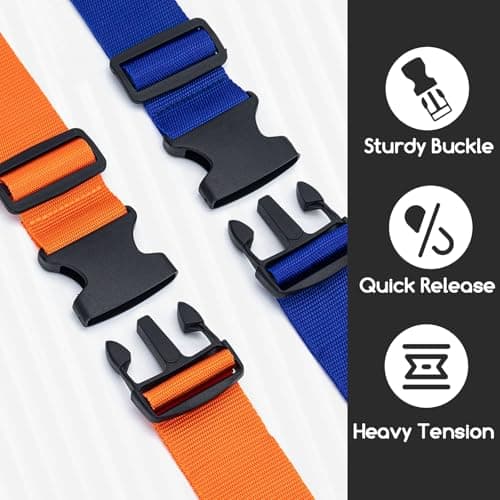 WISYOK Luggage Straps Extended, 4 Pack, 130-250cm Adjustable, Blue Orange — view 4