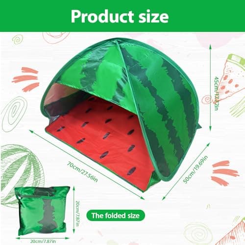 RNPKZ Pop Up Beach Tent, Mini Sun Shade Tent with Zipper Pocket & Storage Bag, Portable Sun Shelter, Pop Up Tent, Pop Up Beach Shelter for Face & Head UV Protection, for Adult, Kid & Pets(Watermelon) — view 2