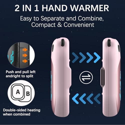Enituo Hand Warmers Rechargeable 2 Pack, 3 Levels Heating 6000mAh Portable Electric Handwarmers, Cute Panda Pocket Heater Xmas Warm Gifts for Golf Hunting Hiking Camping Outdoor Activities - Rose Gold — view 5