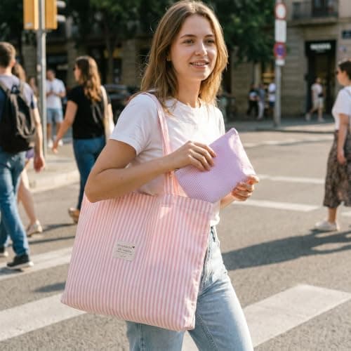 WSXQAZ Large Beach Bag, Summer Beach Tote Bags for Women (Pink) — view 2