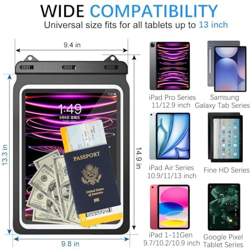 Waterproof Tablet Case, Tablet Pouch Dry Bag Fit 2025 MacBook Air-iPad Air 13" iPad 11"A16-iPad Pro 12.9“ 6/5/4/3 iPad Pro 10.5/9.7 iPad Air 5/4/3 10.9" 2022/2020, Galaxy Tab S10+ S8/S7/A9 — view 4