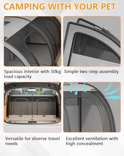 Large Pet Carriers for Car, Foldable Car Pet Seat for 2 Cats - 100×50×50cm — view 4