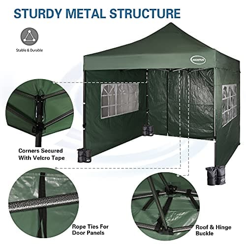 MAXIMUS® Heavy Duty Gazebo 3m x 3m commercial Gazebo Market Stall Pop Up Tent With 4 Sides (Green) — view 6