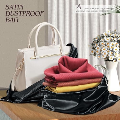 Manyshofu Satin Shoe Storage Bag, 7 Pack, Black (23.6 x 19.6) — view 5