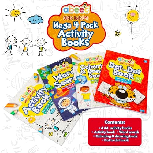 abeec Activity Books for Children - 4 A4 Books Containing: Word Search, Dot to Dot and Colouring Books for Children. Kids Travel Activity Packs for Kids — view 2