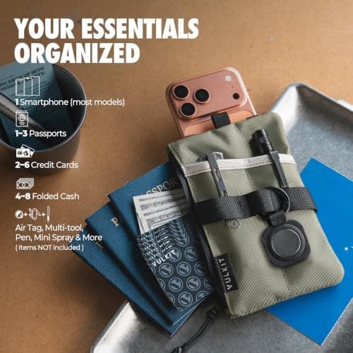 VULKIT Minimalist Travel Wallet RFID Blocking with Lanyard and Wrist Strap — view 3