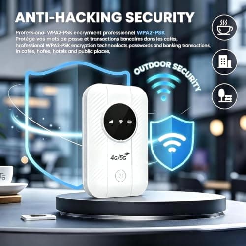 5G Mobile Hotspot Portable WiFi 6 Router, with Nano SIM Slot, Pocket Travel Mobile WiFi Router Broadband Supports 25 Devices, for caravan, Camping Road Trips Business Outdoor — view 2