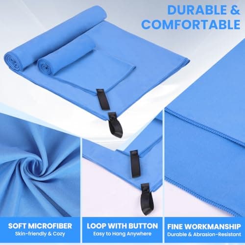 Aolso Microfibre Towel Set, 3 Pack Quick Dry Lightweight Microfibre Travel Towels, Super Absorbent Gym Towel for Men Weman, Beach Towel for Camping, Yoga, Swimming, Hiking-Blue(160x80cm+2 * 40x80cm) — view 3
