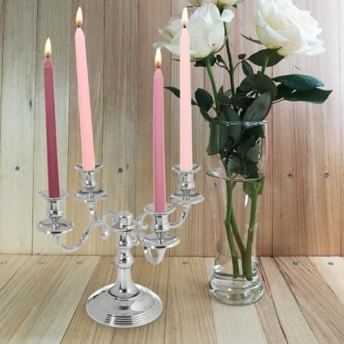ULTECHNOVO Romantic Scented Taper Candles 4pcs, Nordic Gradient Pink Long Pole Design, Rose Fragrance, Smokeless Dining and Wedding Party Candle Decor — view 4