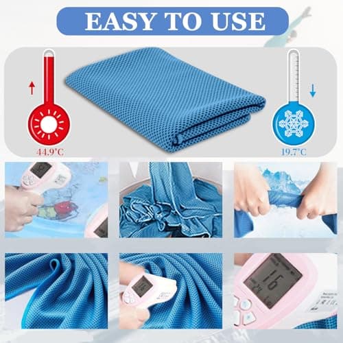 BAISEBAOFU 4 Pack Cooling Towels Soft Breathable Instant Cooling Towel Reusable Sweat Absorbent Towel for Gym Running Golf Camping Workout for Men and Women (4) — view 2