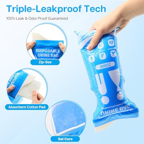 Yeria Disposable Urine Bags, 16 Pack 900ml Portable Urinal,Emergency Urine Bags for Men and Women,Travel Leak-Proof Pee Bags for Car, Camping, Outdoor — view 2
