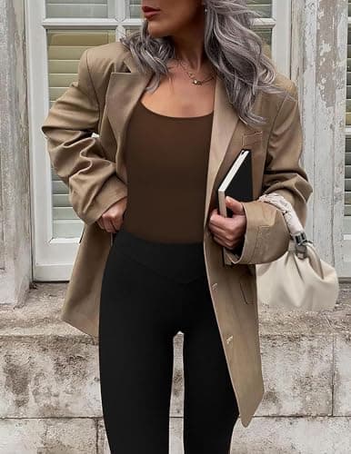 Ekouaer Womens Long Sleeve Tops 1&3 Pack Basic Scoop Neck Thermal T Shirt, 3pcs Black + Brown + White, M — view 3
