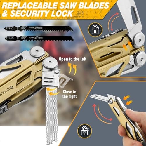BIBURY Multitools, Multi Tool Foldable Pliers Screwdriver-Gold BI2045D Pro — view 4